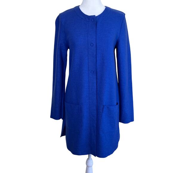 Harris Wharf London Royal Blue Retro Style Lightweight Wool Coat Car Coat